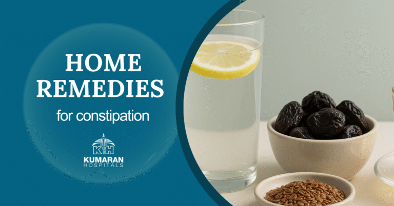 Natural remedies for constipation with lemon water, prunes and flaxseeds.