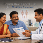 Doctor explaining health check-up test reports to the couple during a preventive healthcare consultation.