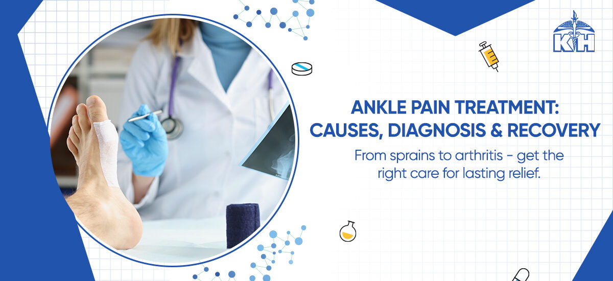 Orthopedic doctor diagnosing ankle pain.