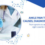 Orthopedic doctor diagnosing ankle pain.