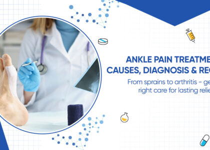 Orthopedic doctor diagnosing ankle pain.