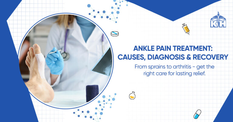 Orthopedic doctor diagnosing ankle pain.