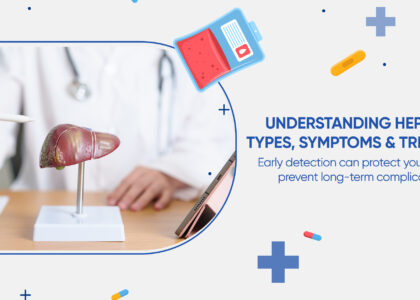 Doctor explaining hepatitis types and liver inflammation.